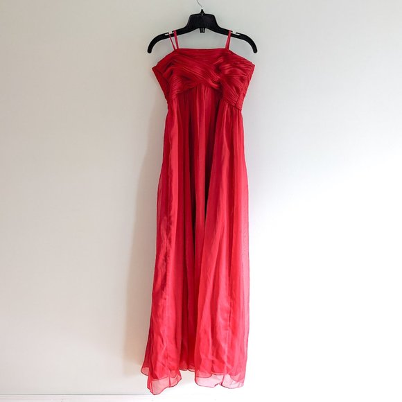 Le Chateau Strapless Chiffon Dress, Red, Size M - Picture 5 of 8